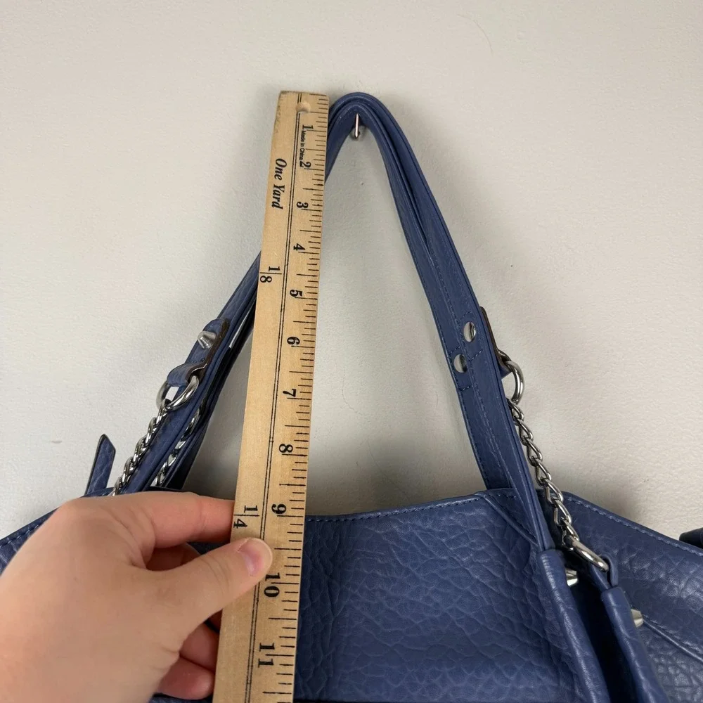 Jessica Simpson Shoulder Bag Women's Blue Pebbled Leather Classic Front Pocket
